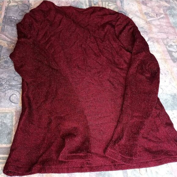 Dave& Johnny 10 Longsleeves Burgundy Sequin Opened Women's Sweater Cardigan - Picture 8 of 8